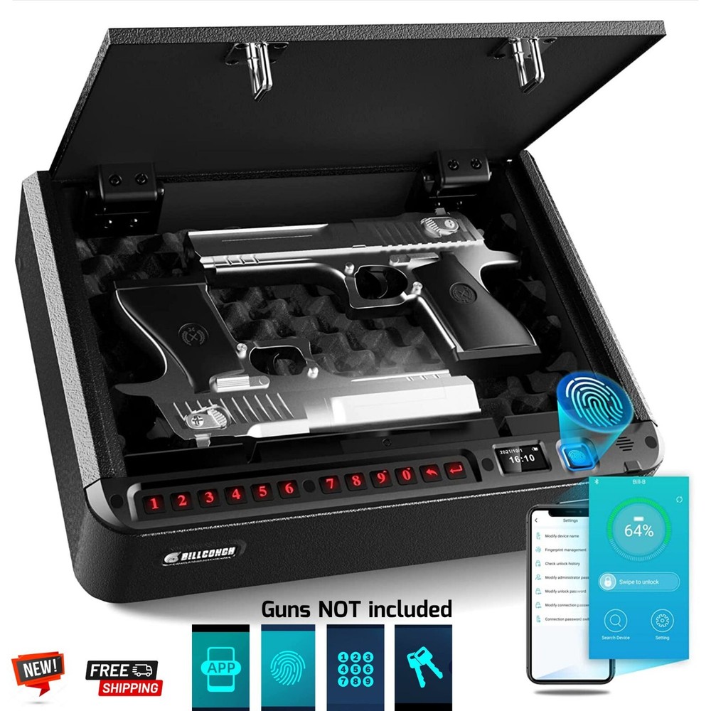 Biometric Gun Safe Fingerprint/ Digital Keypad/ Key/ Smartphone Lock for Pistols-image
