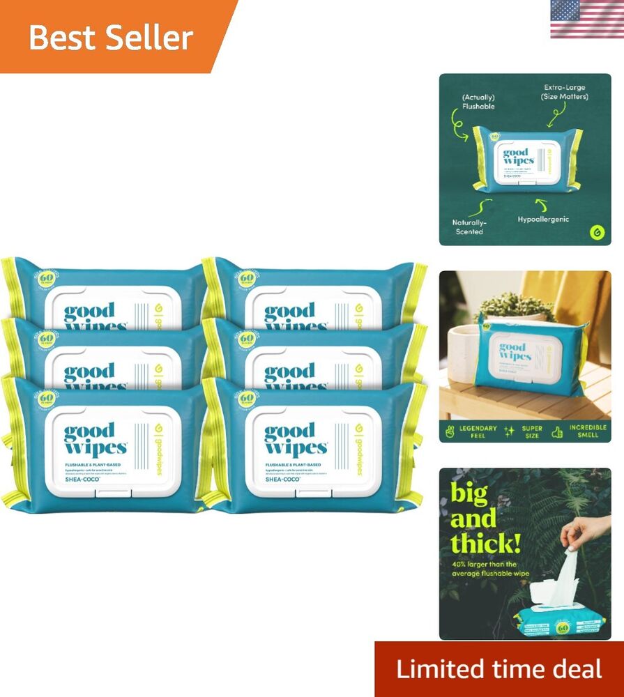 Septic Safe Plant-Based Wipes 360 Count – Shea Coco Cleansing Wipes for All Skin