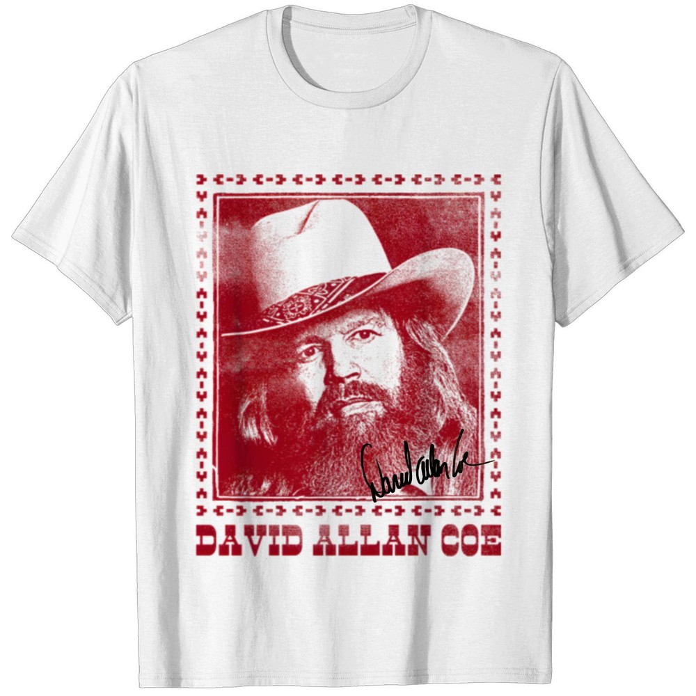 Vtg David Allan Coe Star Heavy Cotton White S-5XL Unisex Shirt