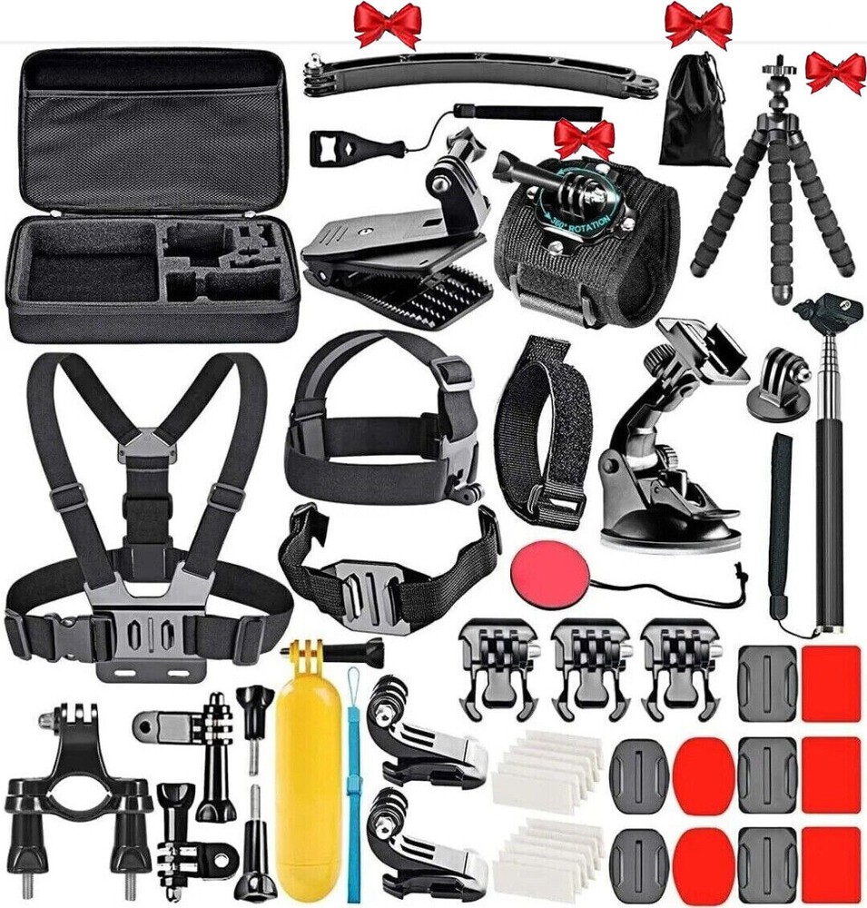 50 Pcs For Gopro Hero 10 11 12 8 7 6 5  Accessory Kit Bundle Chest Head Mount ^^