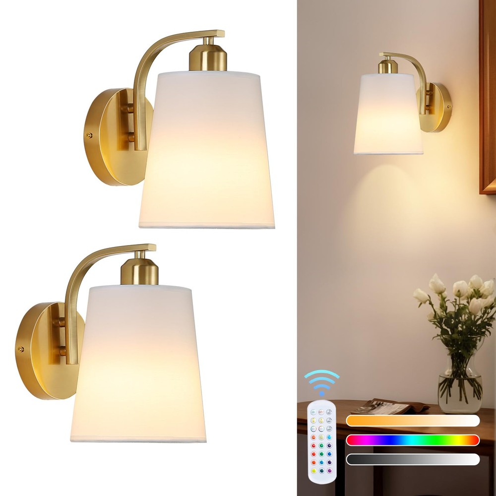 Battery Sconces Wall Decor Set of 2，Rechargeable Wall Sconces with Dimmable B...