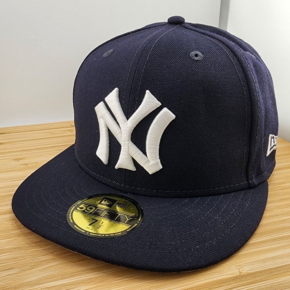 New York Yankees Hat Cap, Cooperstown Collection, New Era 5950, 100% Wool, 7 1/2