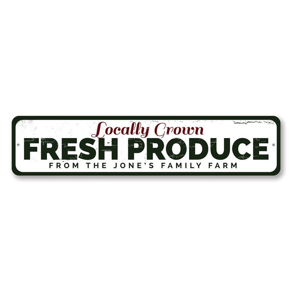Personalized Fresh Produce Family Farm Name Store Aluminum Metal Decor Sign
