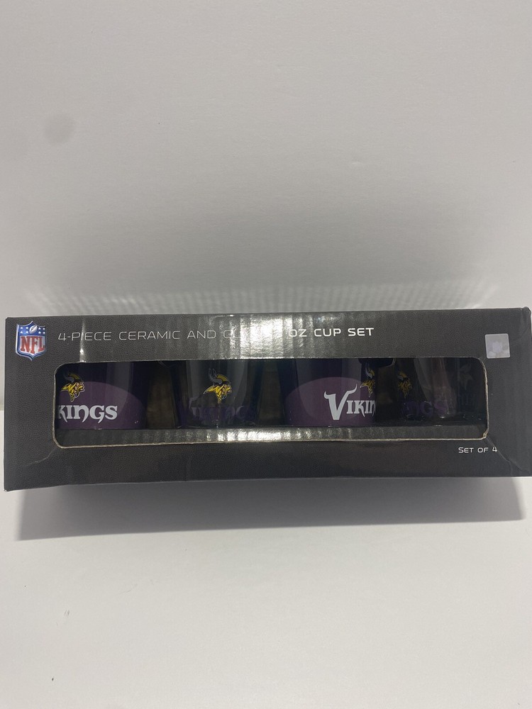 Minnesota Vikings 4-Piece Ceramic and Glass 2 oz. Cup Set