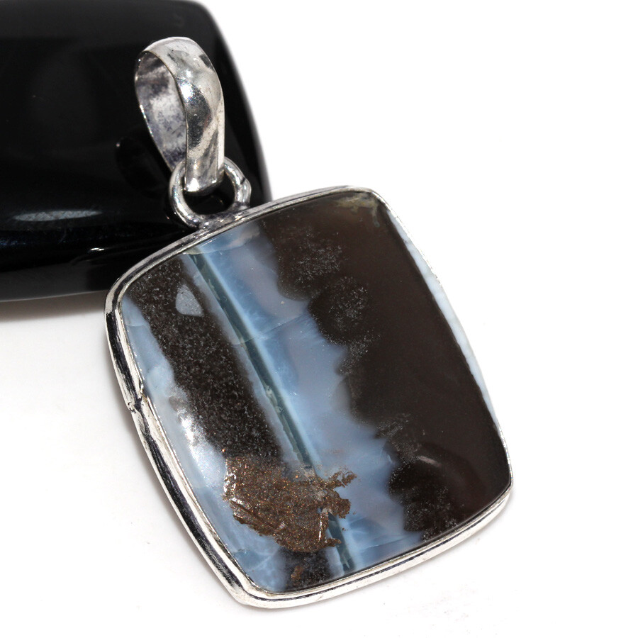 Owhyee Blue Opal 925 Silver Plated Gemstone Pendant 1.7