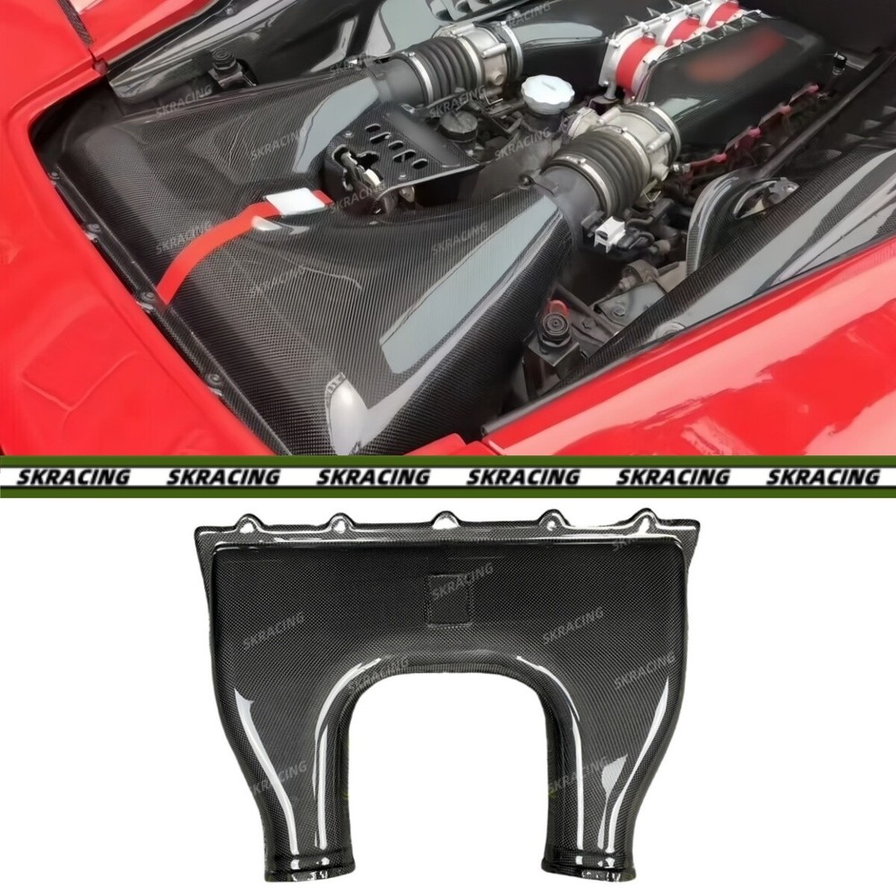 Dry Carbon Fiber Rear Engine Air Filter Box Cover Kit Fits Ferrari 458 Italia