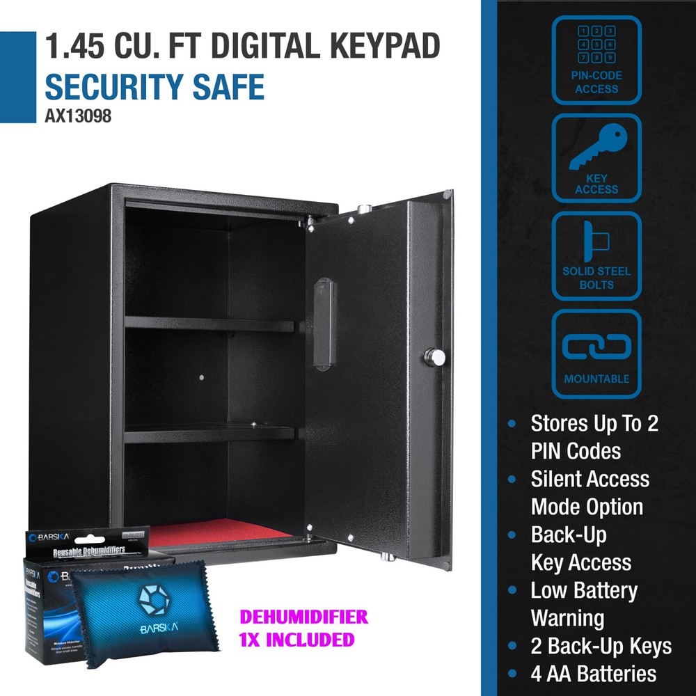 Barska 1.45 Cu. ft Digital Keypad Home & Office Steel Deadbolts Lock Safe