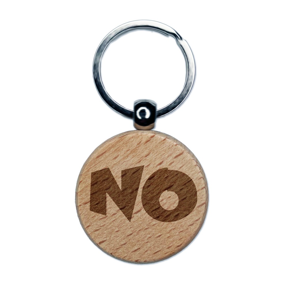 No Text Engraved Wood Round Keychain Tag Charm