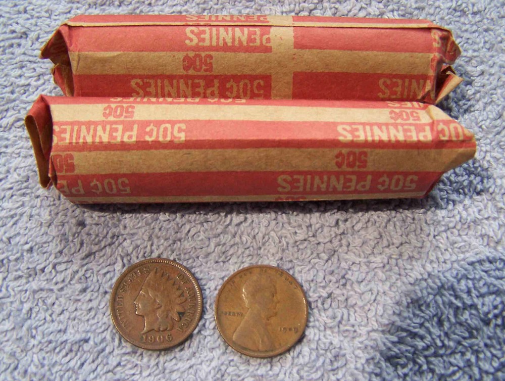 2 rolls wheat pennies & 2 bonus coins