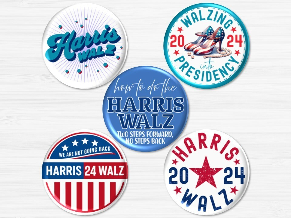Harris Walz 2024 Election Buttons, 2024 Presidential Campaign Pin 3016B-1.5 Inch
