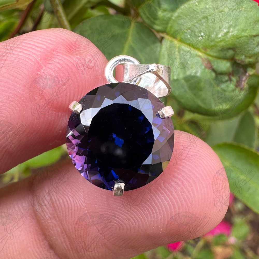 Natural Certified Bi-Sapphire 15.15 Ct Gemstone 925 Silver Pendant