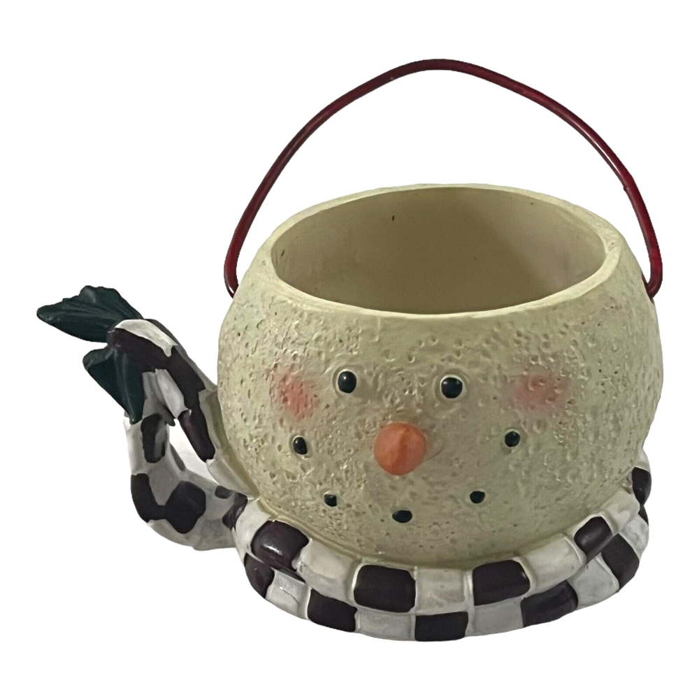 Christmas Snowman 3 Inch Resin Candle Tea Light Holder