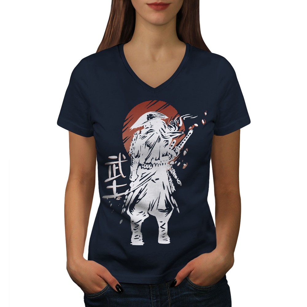 Wellcoda Epic Warrior Warrior In Battle Stance Womens V-Neck T-shirt