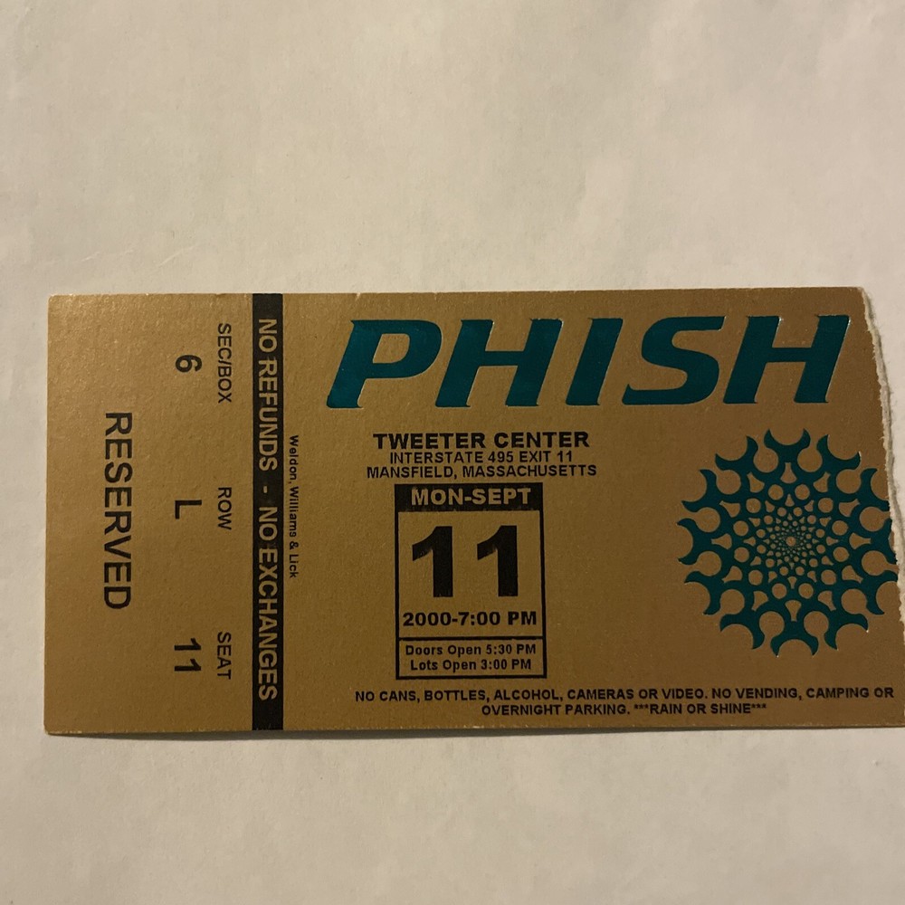 Phish Tweeter Center 9/11/2000 Stub