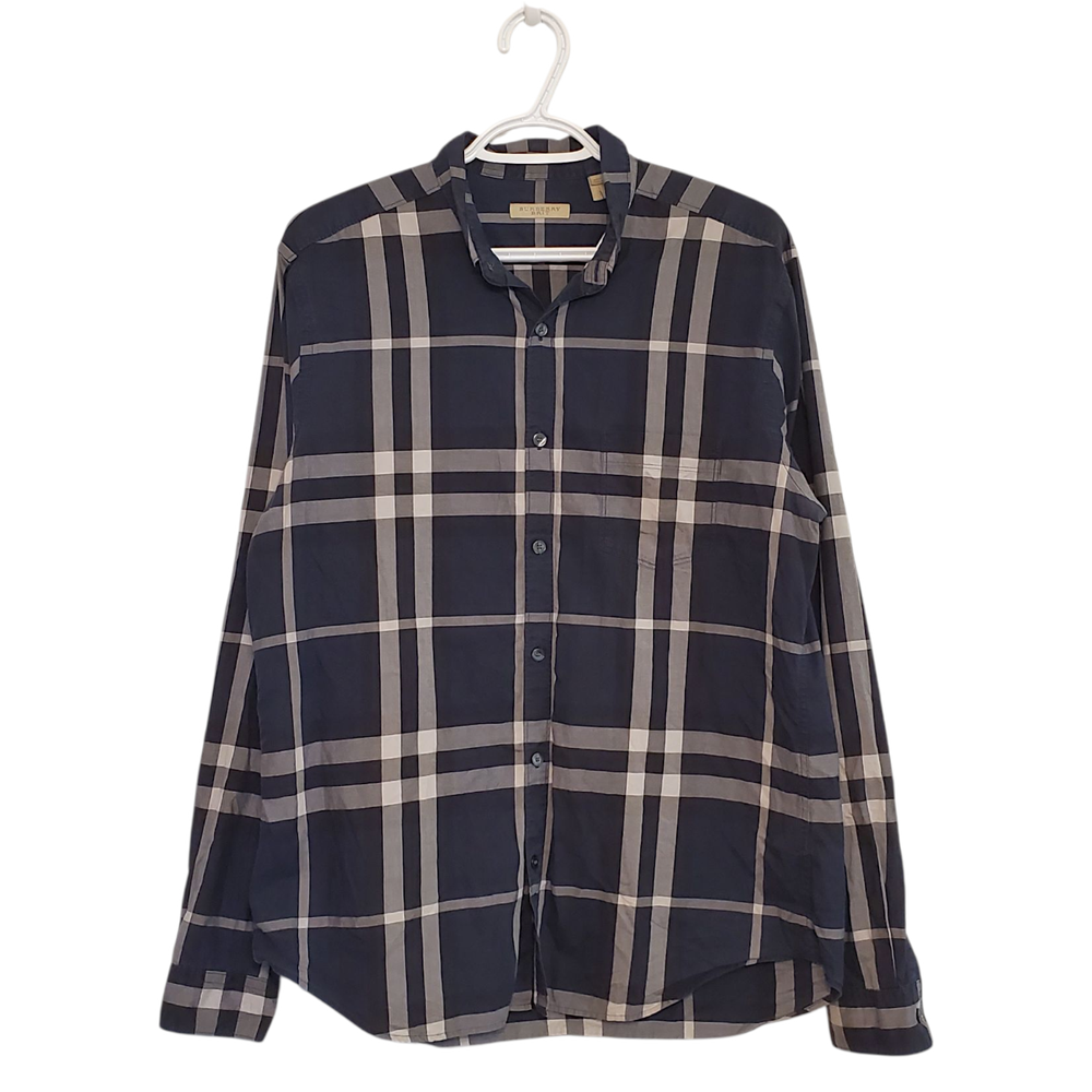 Burberry Brit Nova Check blue long sleeve button up shirt size L