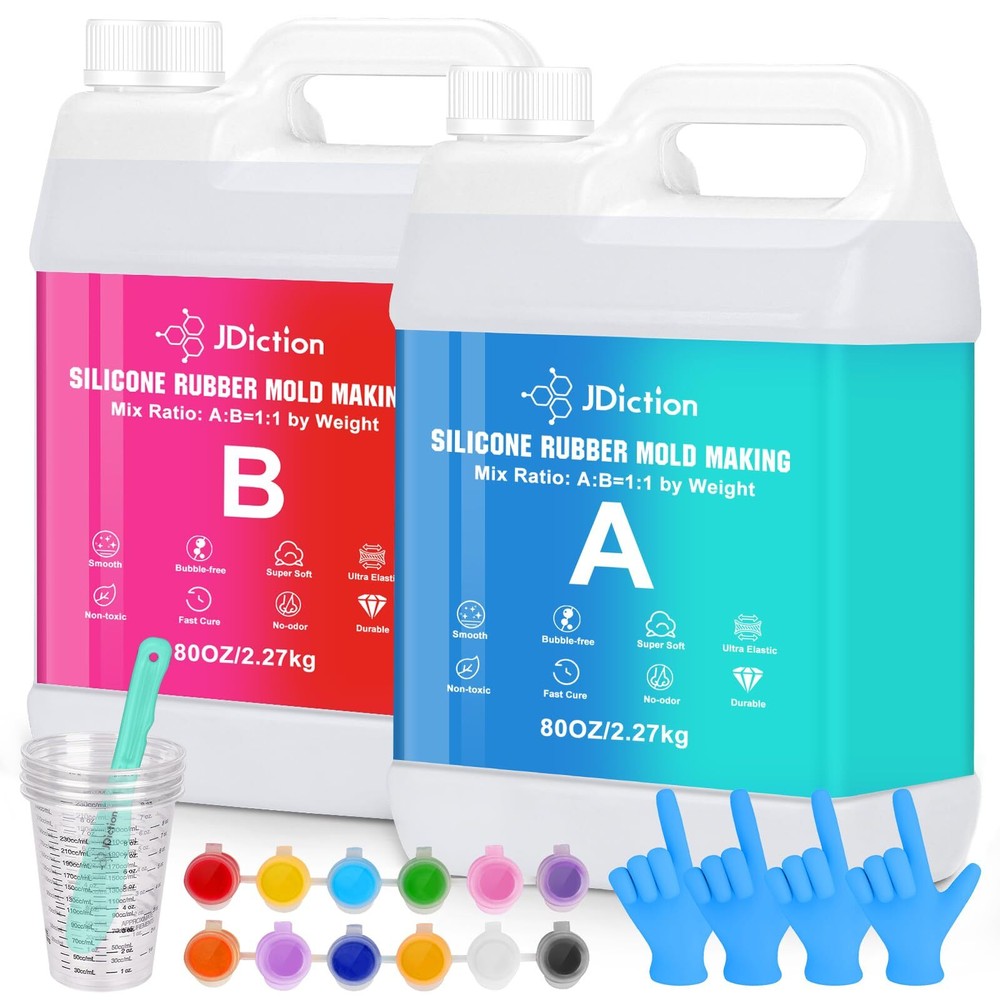 160OZ Liquid Silicone Mold Kit for Resin Casting Includes Pigment Paste