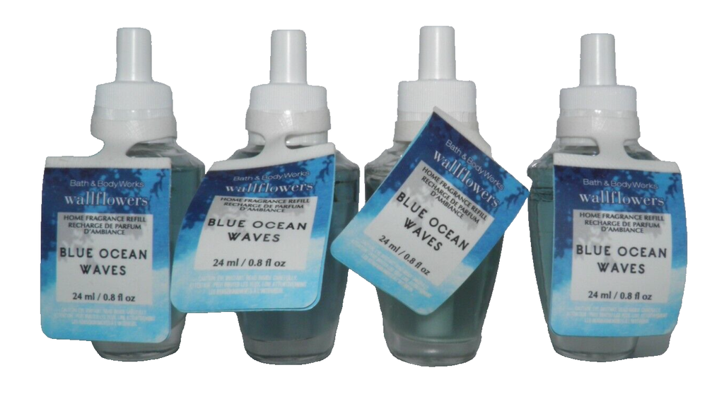 Bath & Body Works Blue Ocean Waves Wallflower Refill Bulb 4 Pack for Fresh & Inviting Fragrance