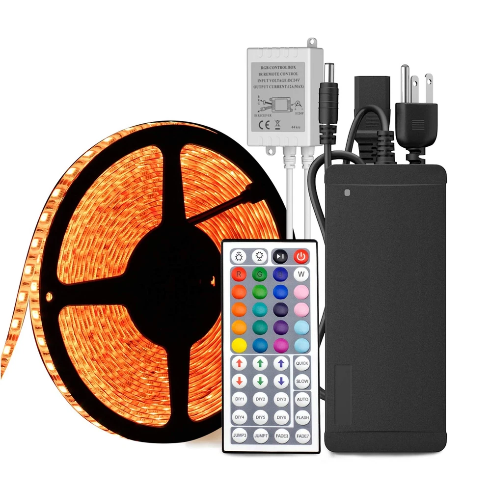 BZONE Led Strip Light Waterproof 32.8ft RGB SMD 5050 600leds Led Rope Lights Kit