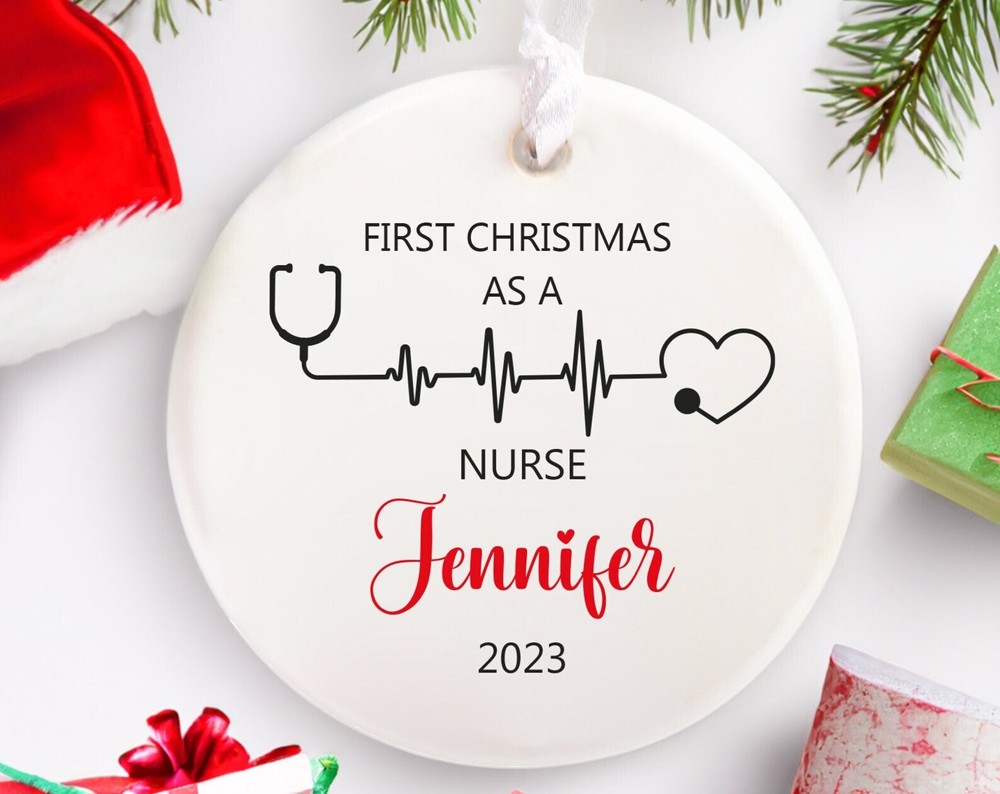 First Christmas As A Nurse Ornament Christmas Gift For Nurse Custom Nurse Name