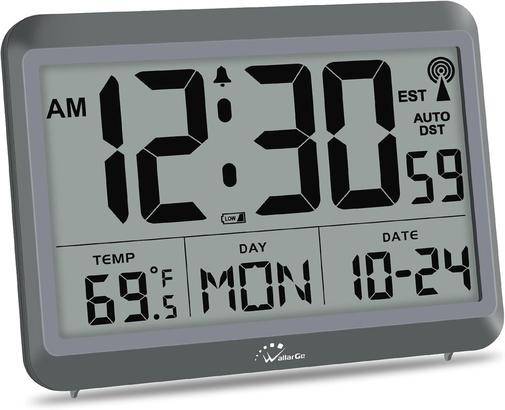ATOMIC CLOCK BATTERY 4 TIME ZONES LARGE DISPLAY DIGITAL INDOOR TEMEP