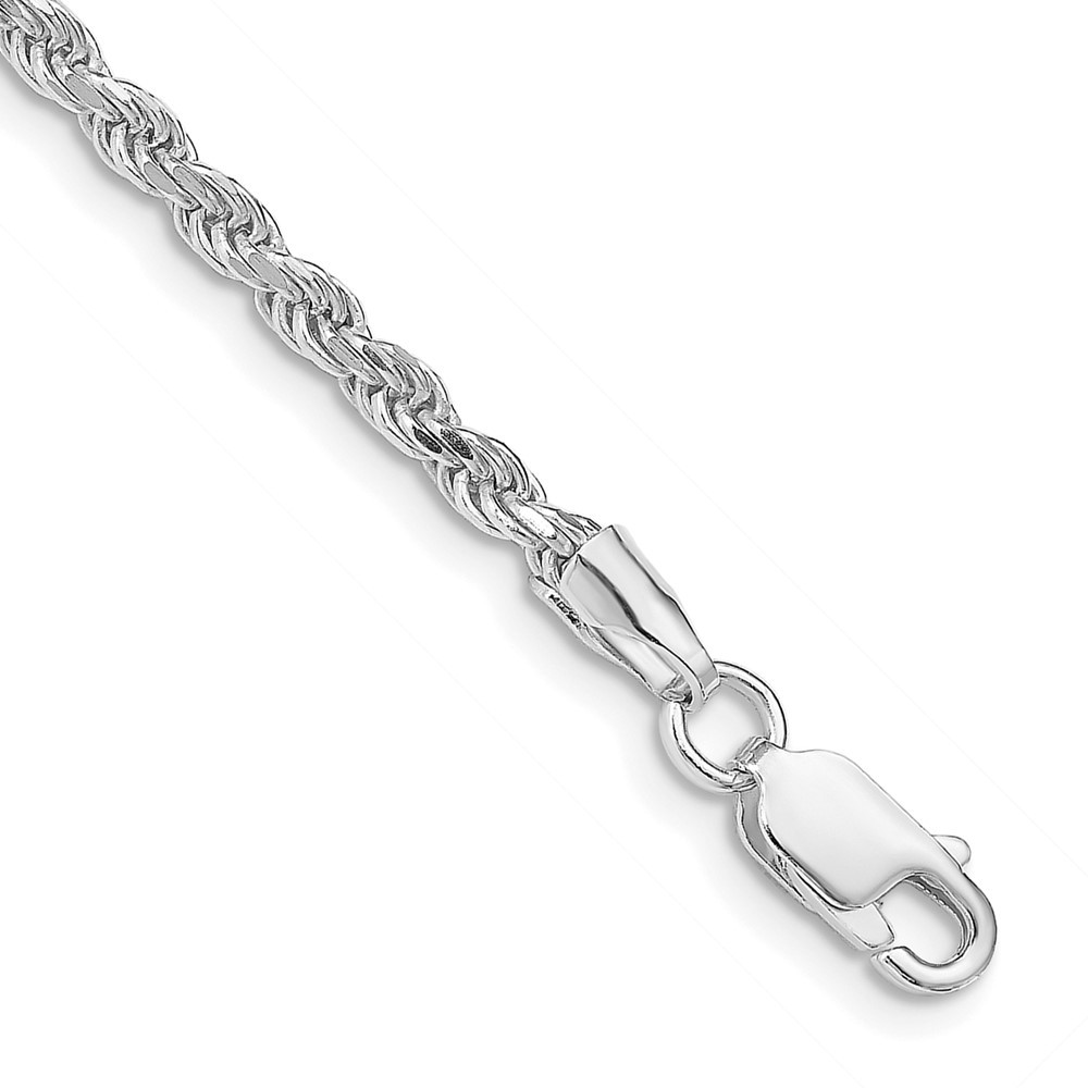 Sterling Silver Rhodium Diamond Cut Rope Anklet 10 Inch 6.91g