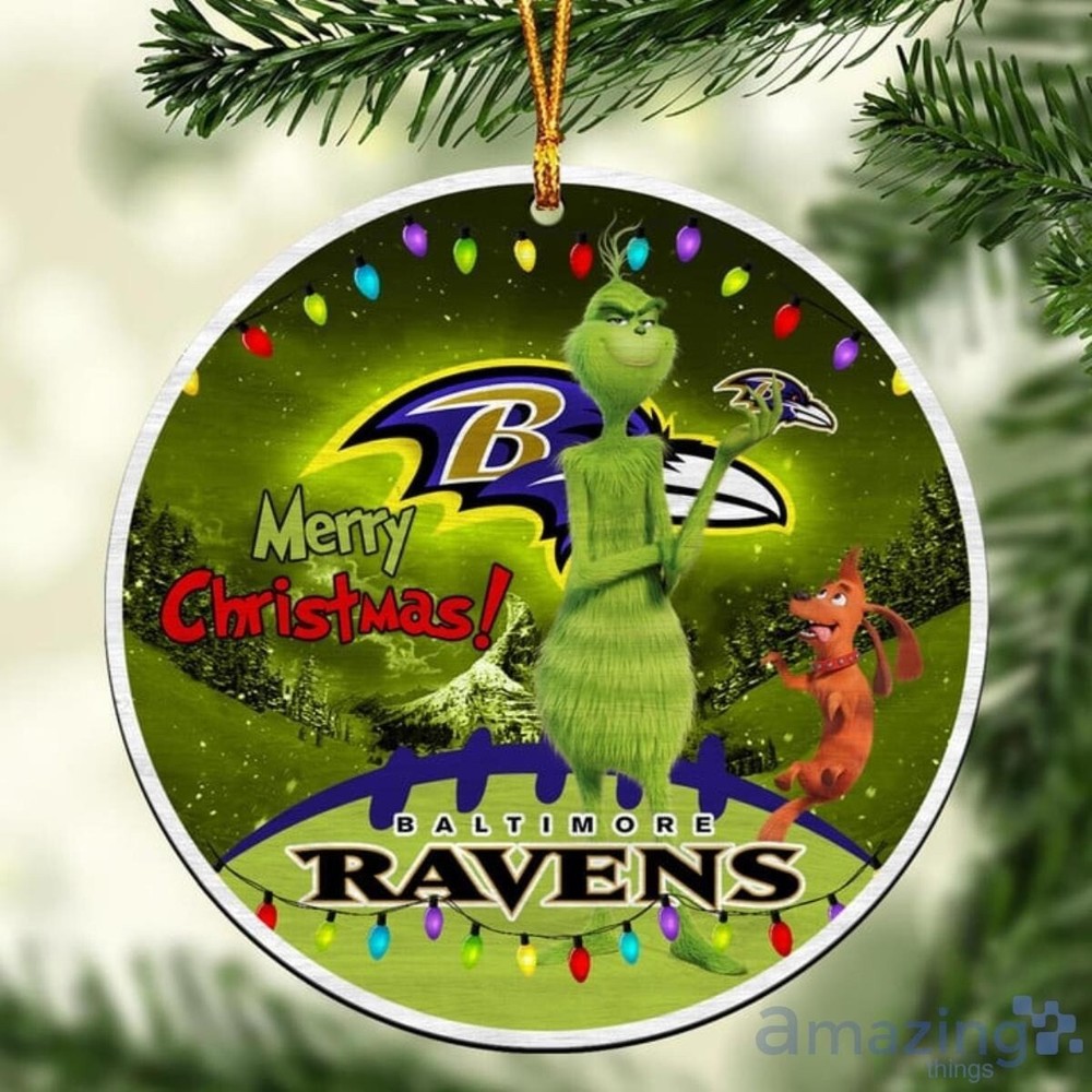 Custom Grinch Baltimore Ravens Football Team Christmas Ornament Gift