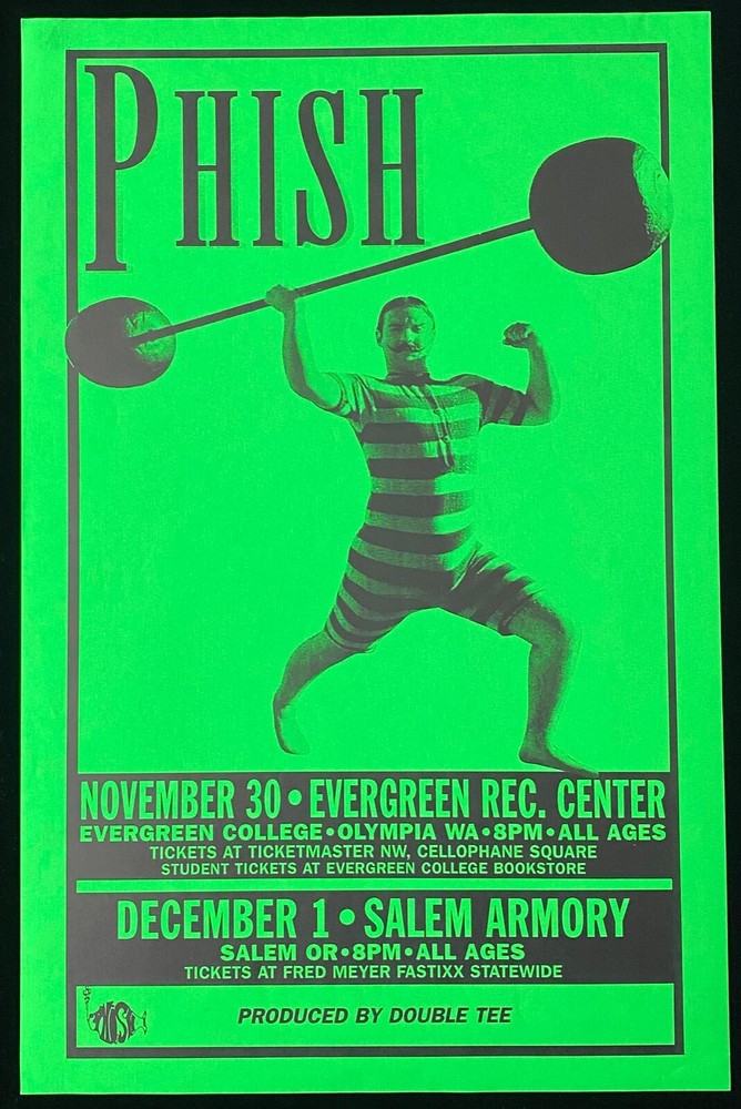ORIGINAL 1994 Phish Blacklight Concert Poster Evergreen & Salem Armory 17x11