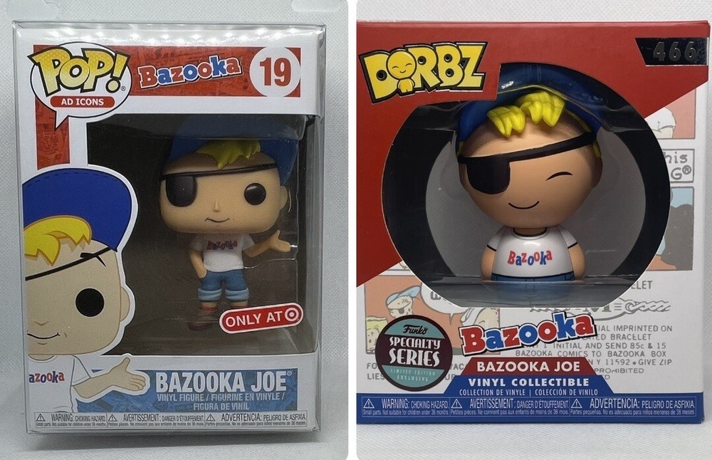 FUNKO Pop Ad Icon Bazooka Joe #19 with Protective Cover & Dorbz #466 2-Piece Collectible Set
