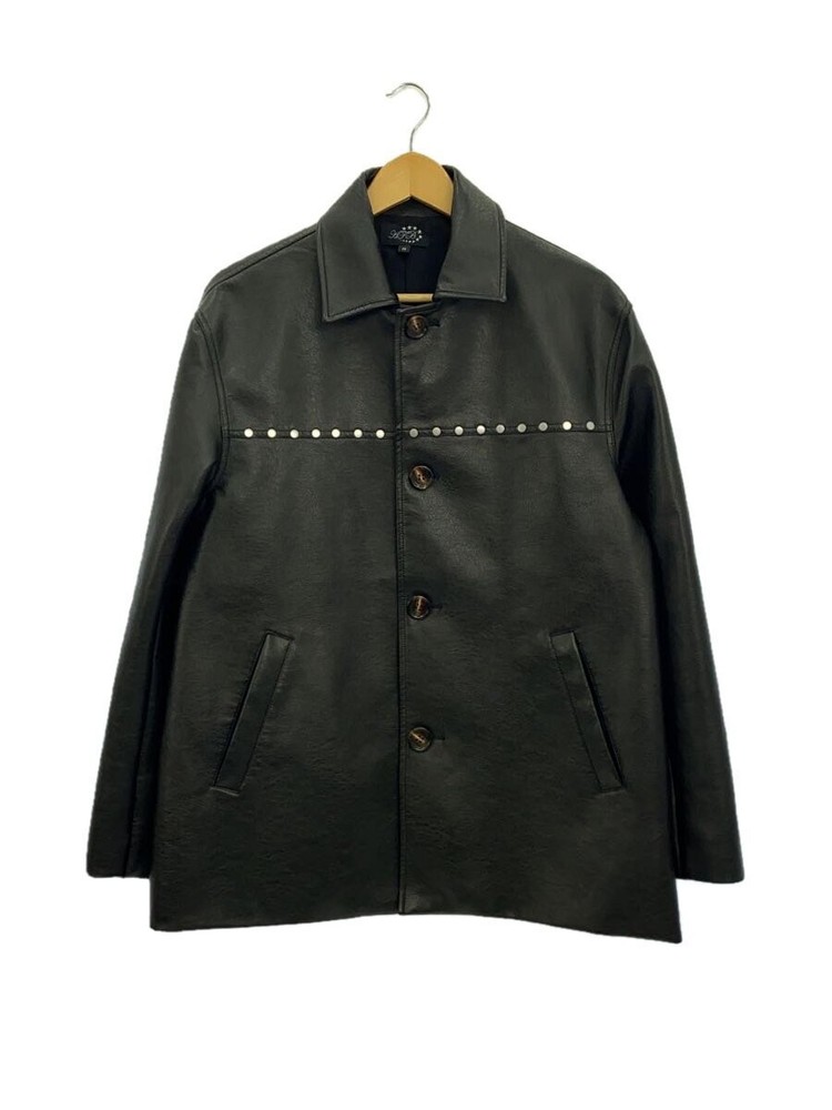 Men's Black Plain Leather Blouson Jacket AFB 2296