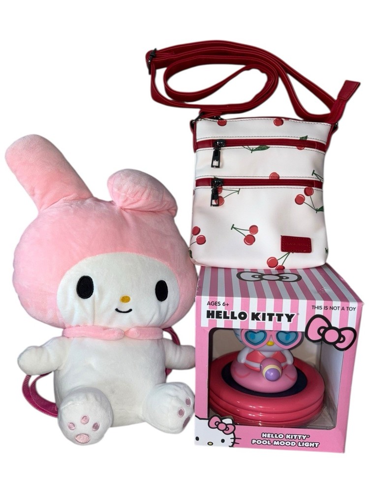 3PC Little Girl Gift Set | Hello Kitty Mood light | My Melody Plush Backpack | +