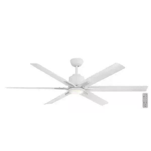 Kensgrove II 60-inch Smart Indoor Outdoor Matte White Ceiling Fan with Remote Control