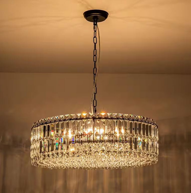 EDISLIVE Orillia Modern 8-Light Black Round Glass Crystal Chandelier