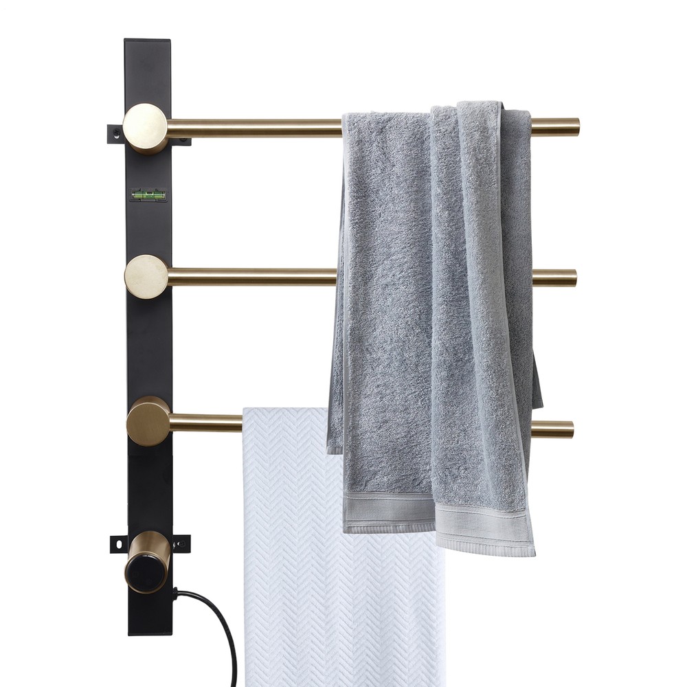 Stainless Steel Electric Heated Towel Rack Warmer with 3 Bars and Adjustable Temperature
