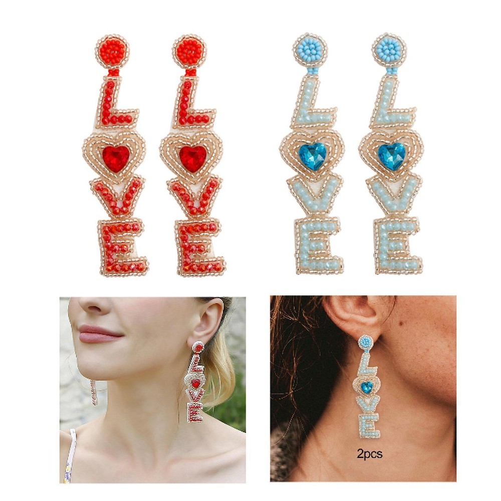 Valentine's Day Earrings Drop Dangle Earrings Jewelry Beaded Bride Earrings