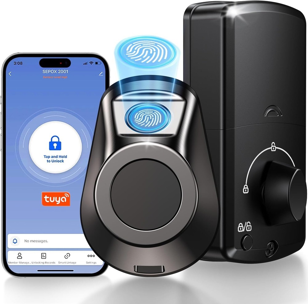 Smart 5-in-1 Deadbolt Lock with Fingerprint Bluetooth WiFi App Key