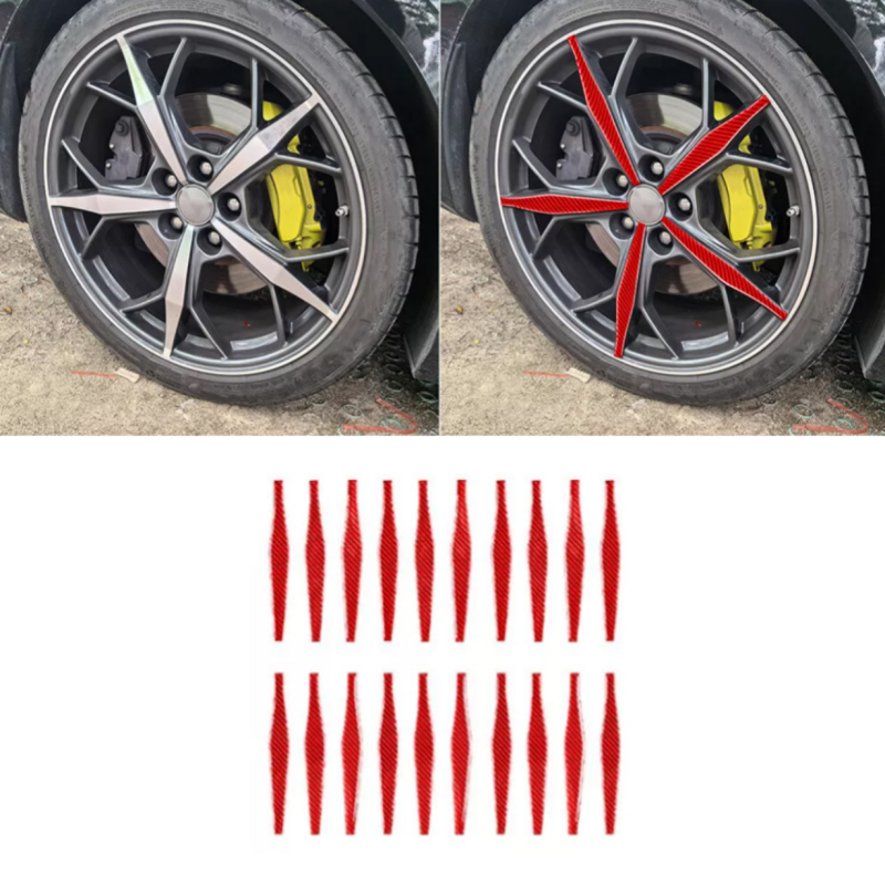 Real Red Carbon Fiber Car Wheel Hub Decorative Trim Strip For Corvette C8 20-24