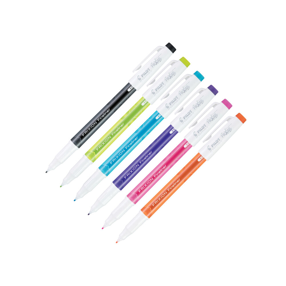 Pilot FriXion Fineliner Erasable Marker Pens - Fine Point - Pack of 6 NEW