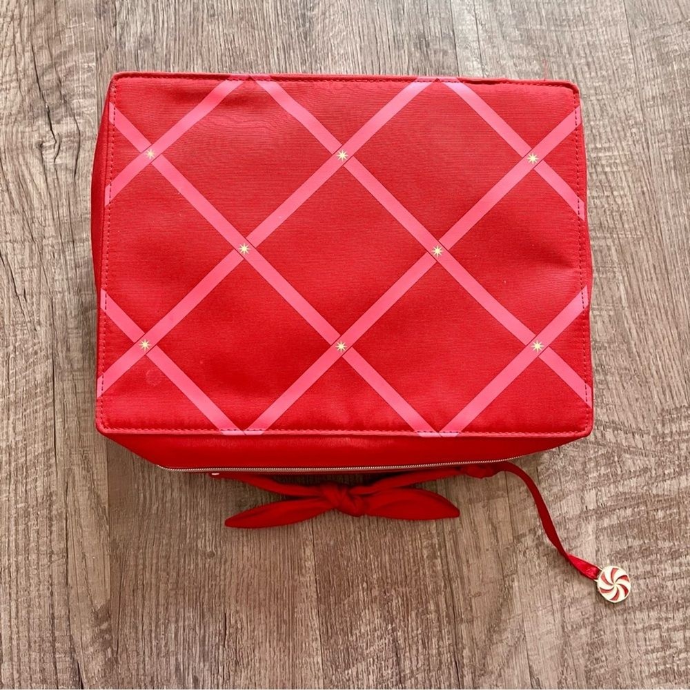 Estée Lauder Large Quilted Red & Pink Travel Cosmetic Bag