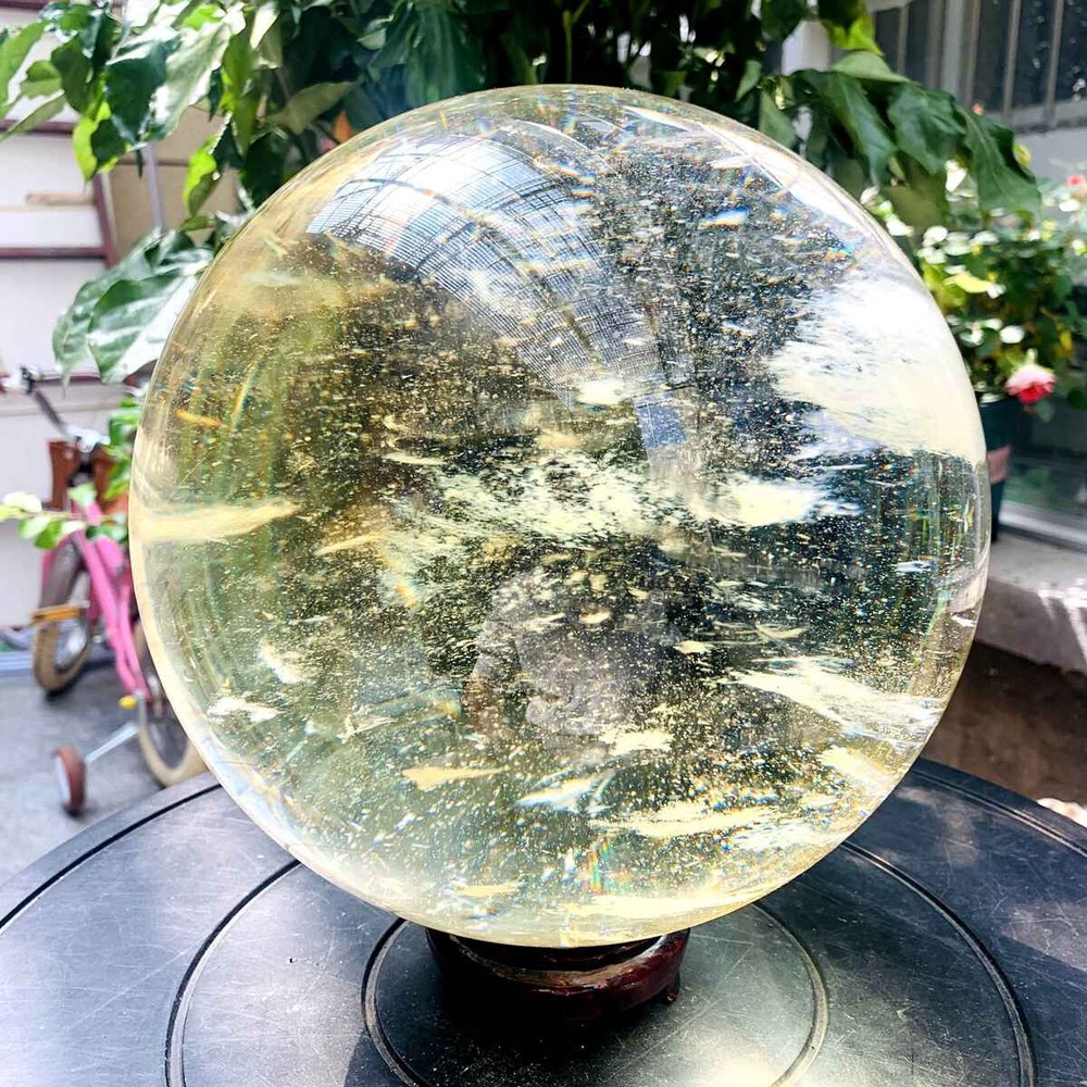 24.44LB Yellow melting stone quartz crystal sphere crystal ball magic reiki