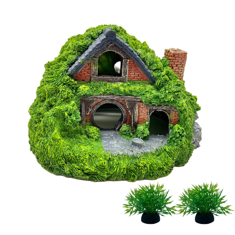 Aquarium Decoration Hobbit House, Resin Small Fish Hideout Cave, Aquarium Dec...