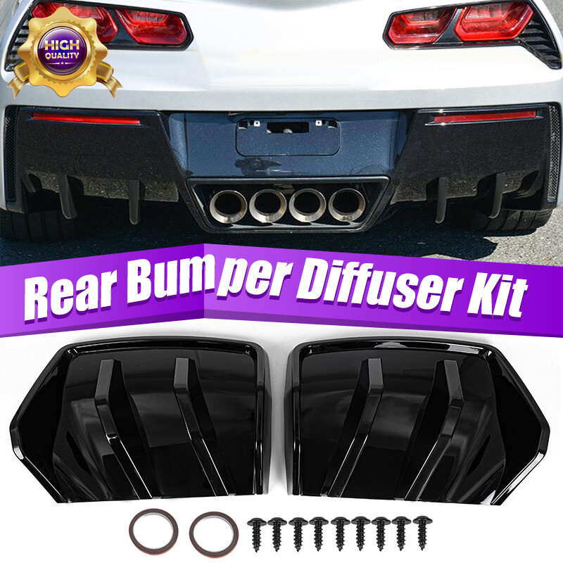 2014-2019 Corvette C7 Z06 Gloss Black Rear Diffuser Bumper Lip Splitter 6.2L