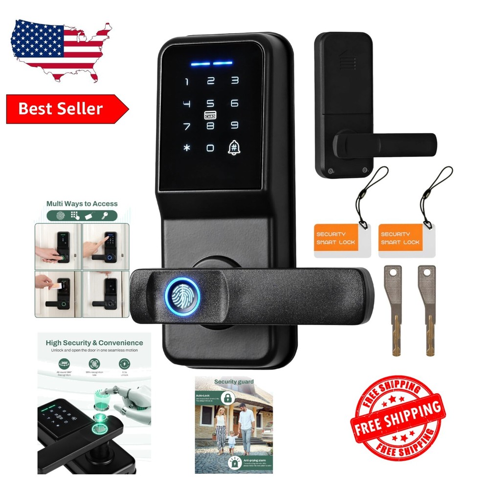Smart Fingerprint Electronic Door Lock with Anti-Peeping Password Protection-image