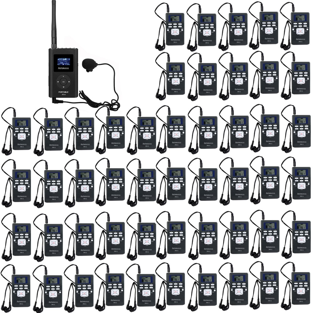 Wireless Assisted Listening Tour Guide System Mic Transmitter 50Receiver Meeting