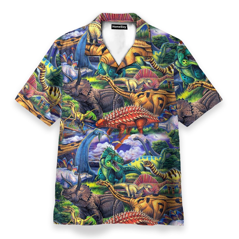 Dinosaur Mens Buttons Up Shirts   Hawaiian Shirt