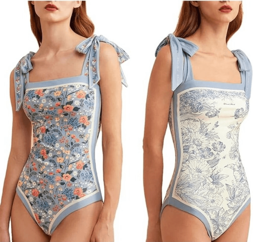 Reversible one-shoulder tie swimsuit in size L by Visual Swim-image