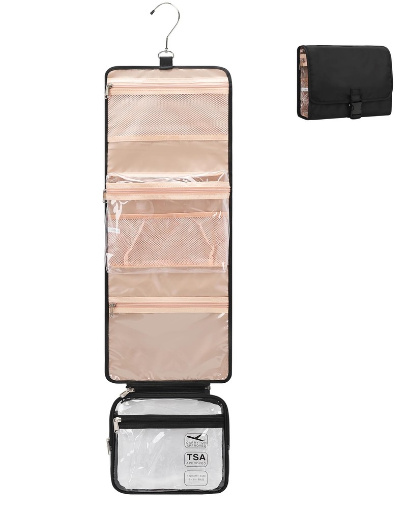 Hanging TSA Approved Clear Travel Toiletry Bag For Women And Men