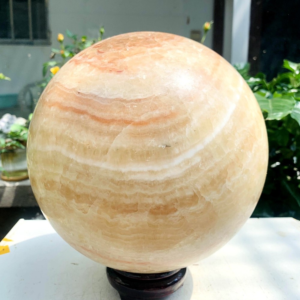 24.33LB natural yellow Calcite sphere quartz crystal polished ball healing
