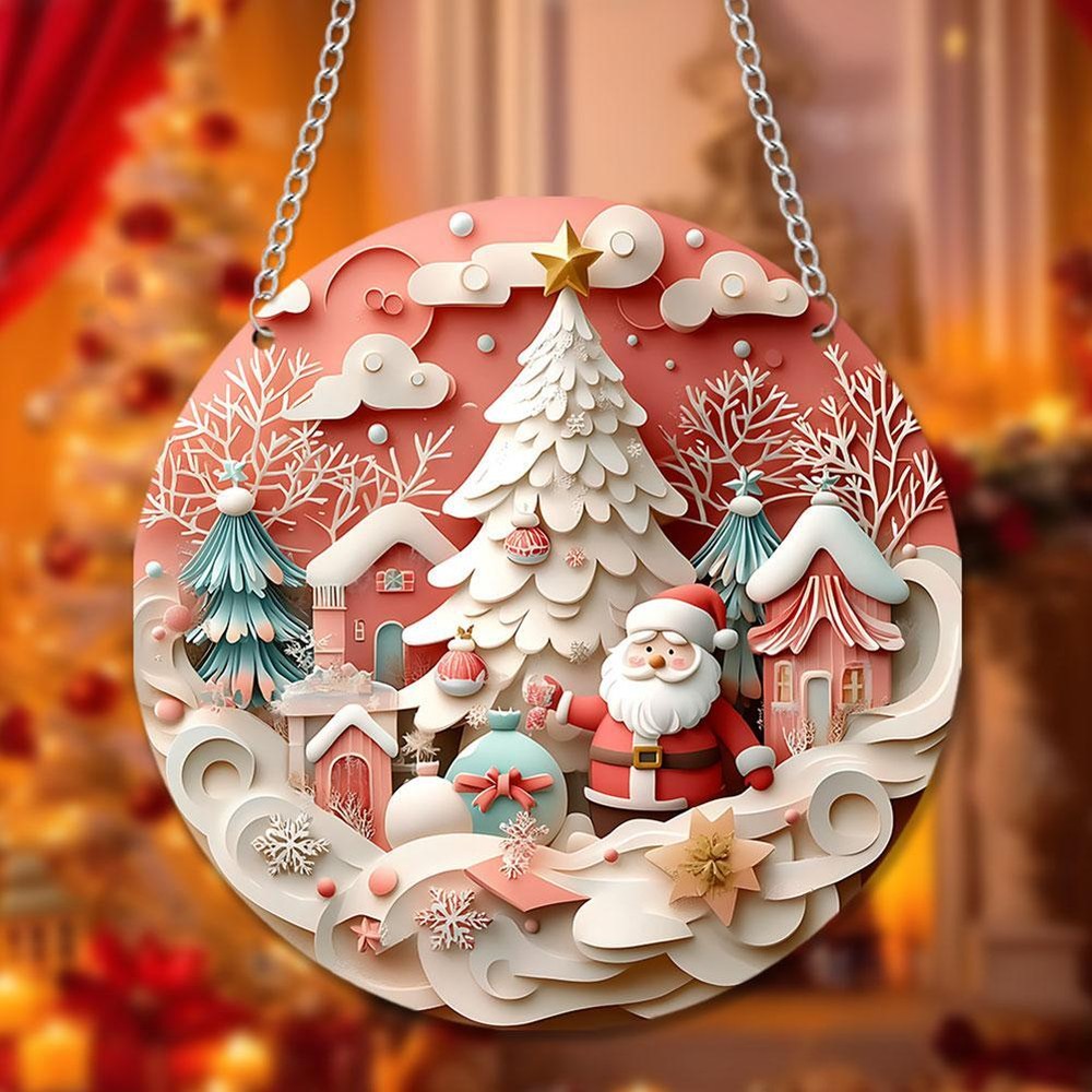 🔥Green Christmas tree branch acrylic red magpie pendant decoration