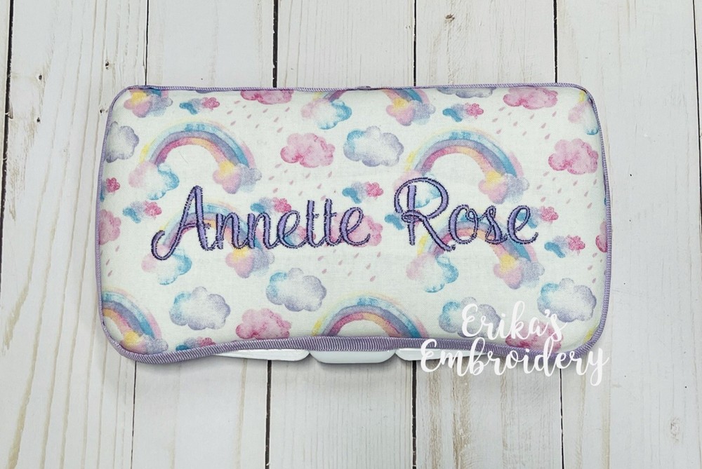Personalized Travel Wipe Case Baby Shower Gifts Nursery Boho Rainbow Clouds