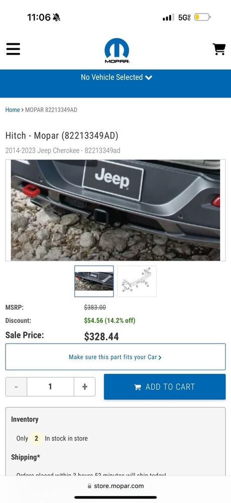 Hitch-Mopar 82213349AD With Harness